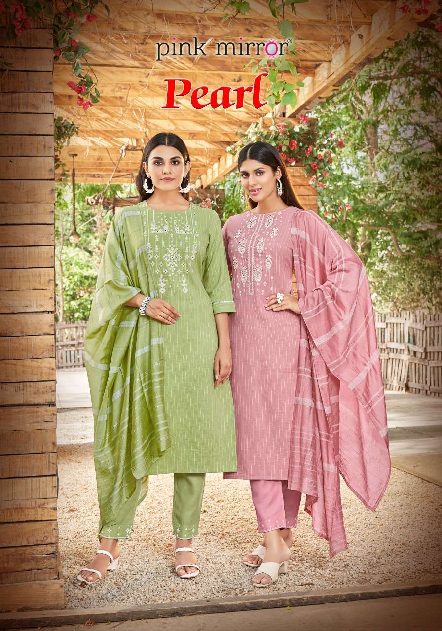 PEARL BY PINK MIRROR 1001 TO 1006 SERIES VISCOSE EMBROIDERED STITCHED DRESSES