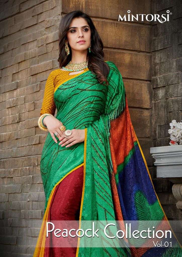 PECKOCK COLLECTION BY MINTORSI FANCY SILK JACQUARD SAREES