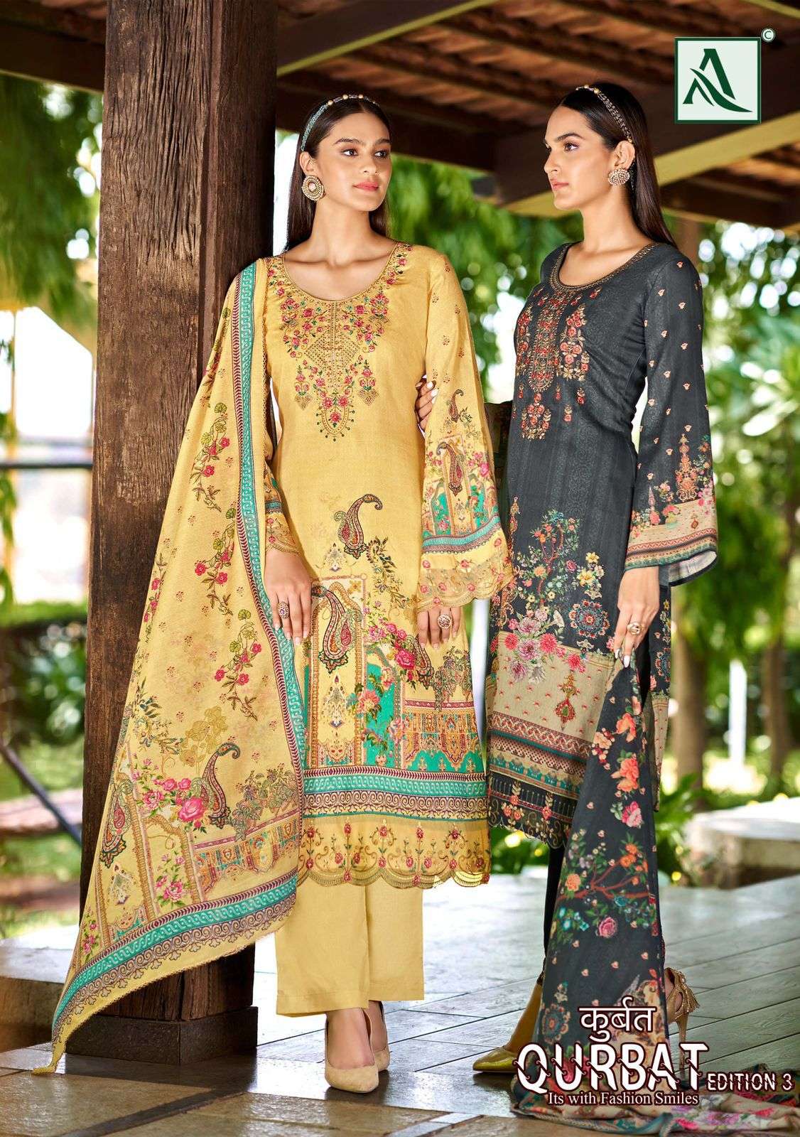 QURBAT VOL-3 BY ALOK SUITS 970-001 TO 970-008 SERIES ZAM COTTON DRESSES