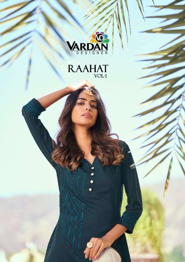 RAAHAT VOL-1 BY VARDAN DESIGNER 6501 TO 6504 SERIES ROMAL SILK KURTIS