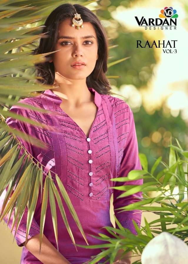 RAAHAT VOL-3 BY VARDAN DESIGNER 6509 TO 6511 SERIES SILK KURTI PANTS