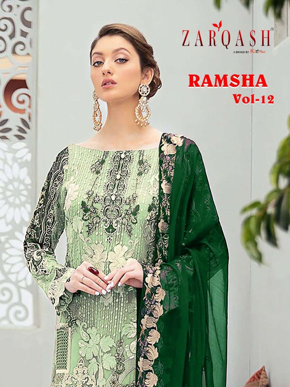 RAMSHA VOL-12 BY ZARQASH 2116-A TO 2116-D SERIES EMBROIDERED PAKISTANI DRESSES