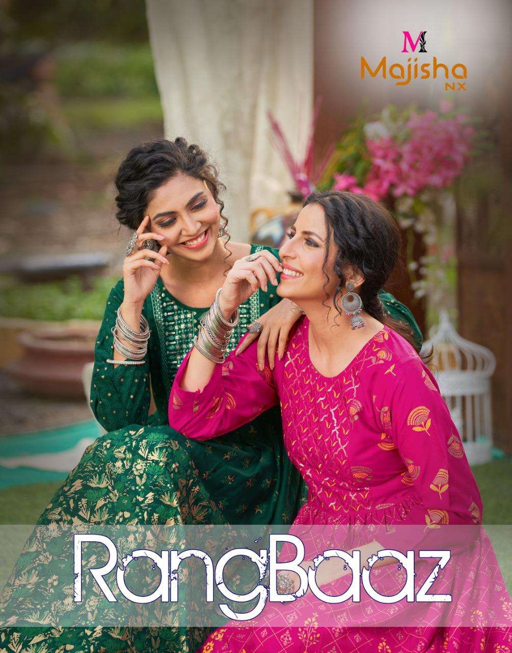 RANGBAAZ BY MAJISHA NX 1001 TO 1008 SERIES RAYON PRINT WORK GOWNS