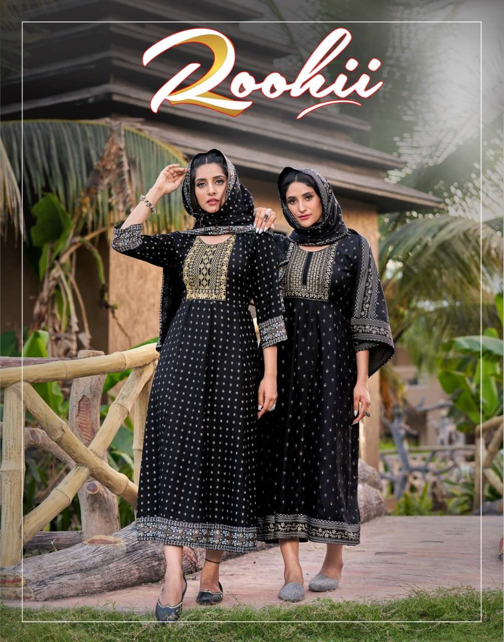 ROOHI BY RANI BHATIYANI 1001 TO 1008 SERIES RAYON PRINT GOWNS