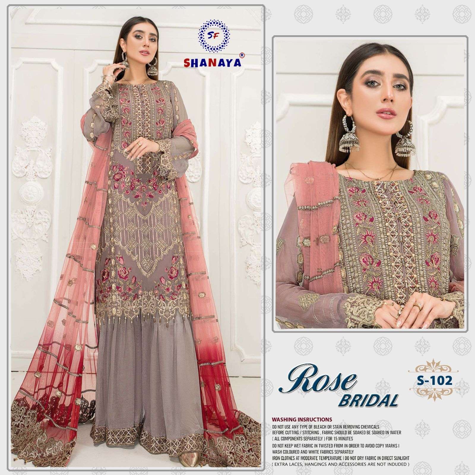 ROSE BRIDAL S-102 BY SHANAYA FASHION PAKISTANI FAUX GEORGETTE DRESSES