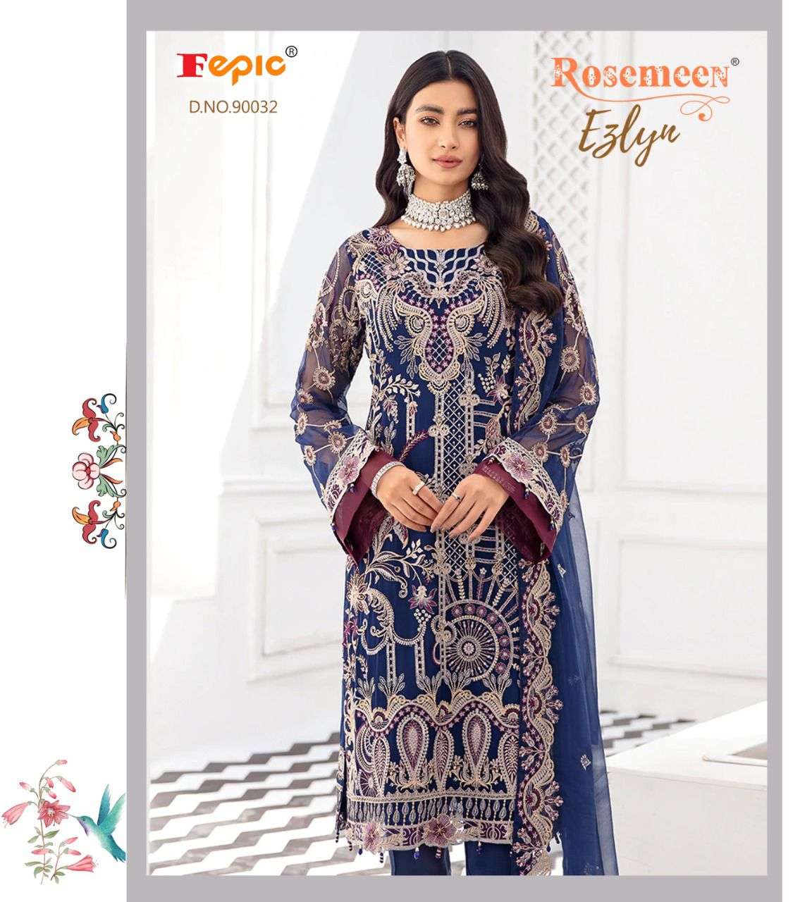 ROSEMEEN EZLYN BY FEPIC 90027 TO 90032 SERIES GEORGETTE EMBROIDERED PAKISTANI DRESSES