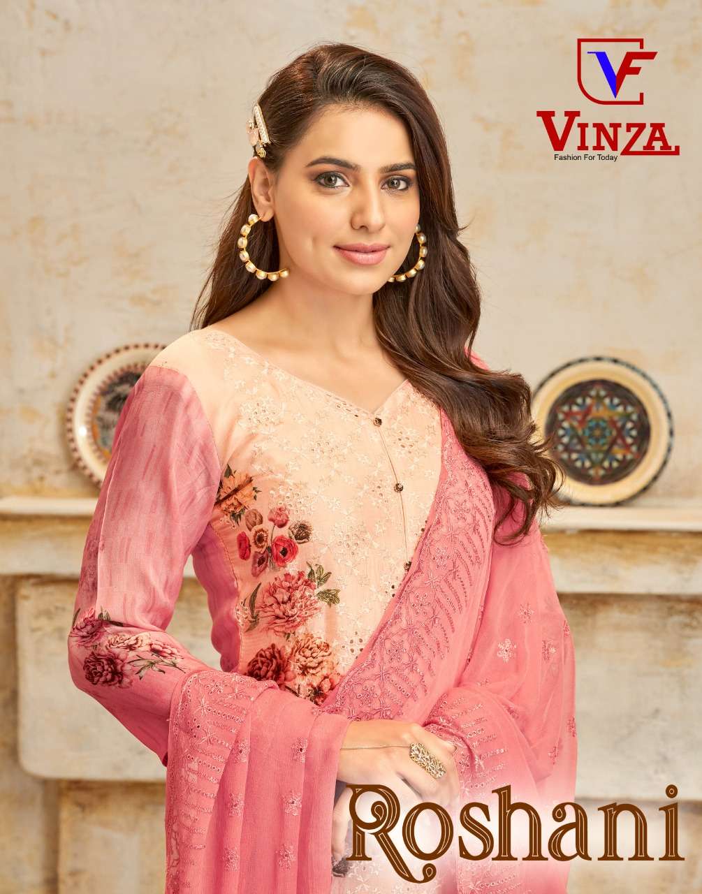 ROSHANI BY VINZA FASHION 1001 TO 1006 SERIES PURE MUSLIN PRINT DRESSES