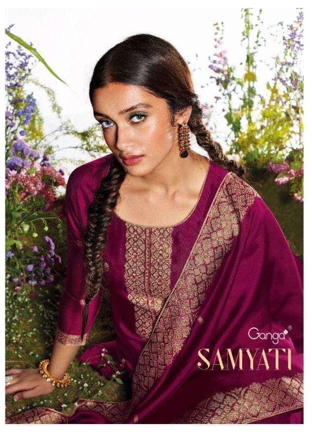 SAMYATI BY GANGA FASHION 966 TO 971 SERIES VISCOSE SILK JACQUARD DRESSES