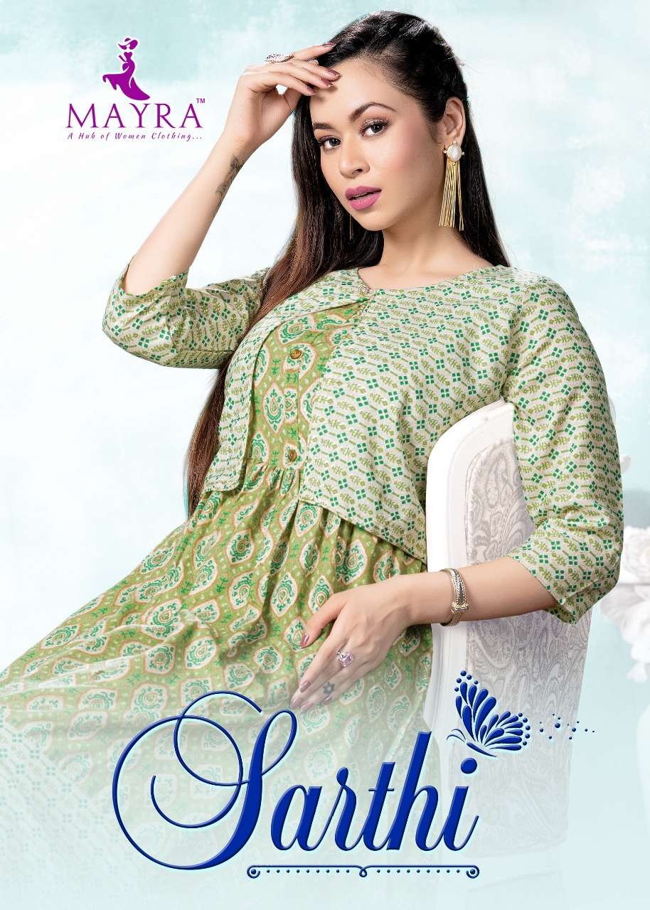 SARTHI BY MAYRA 321 TO 326 SERIES RAYON CAPSULE PRINT KURTIS