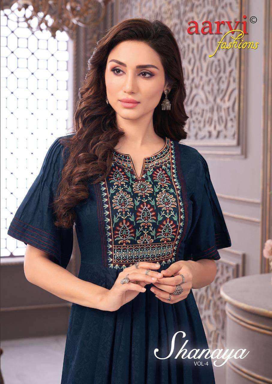 SHANAYA VOL-4 BY AARVI FASHION RAYON EMBROIDERED KURTIS