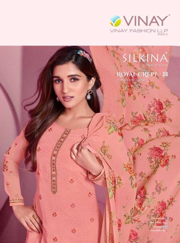 SILKINA ROYAL CREPE VOL-38 BY VINAY FASHION 60541 TO 60548 SERIES CREPE DRESSES