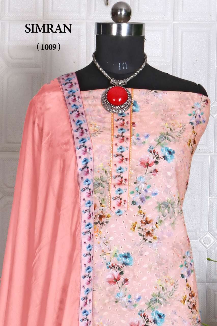 SIMRAN 1009 BY BIPSON COTTON SCHIFFLI WORK DRESSES