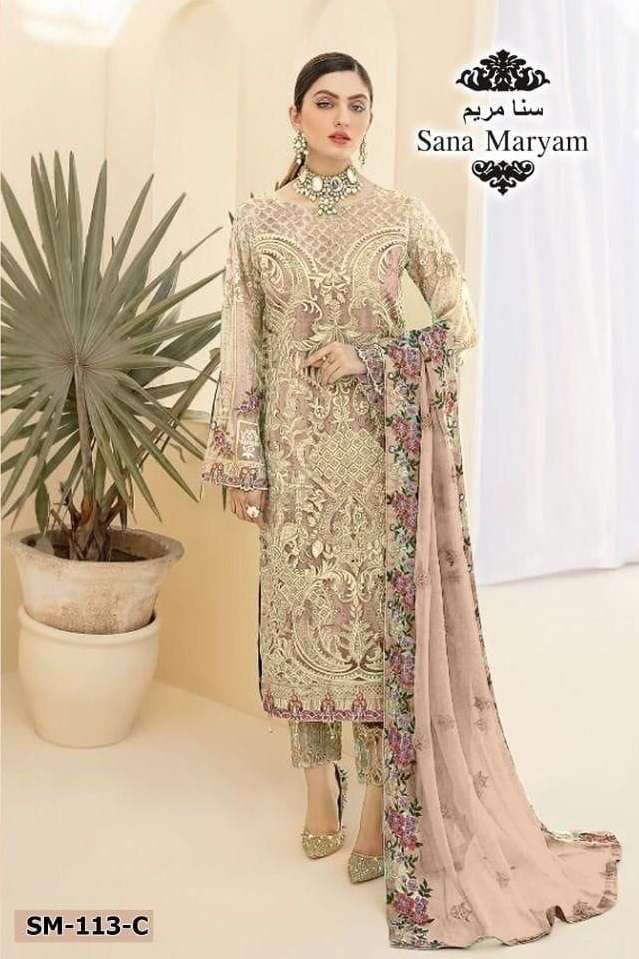 SM-113 BY ASLIWHOLESALE GEORGETTE PAKISTANI EMBROIDERED DRESSES