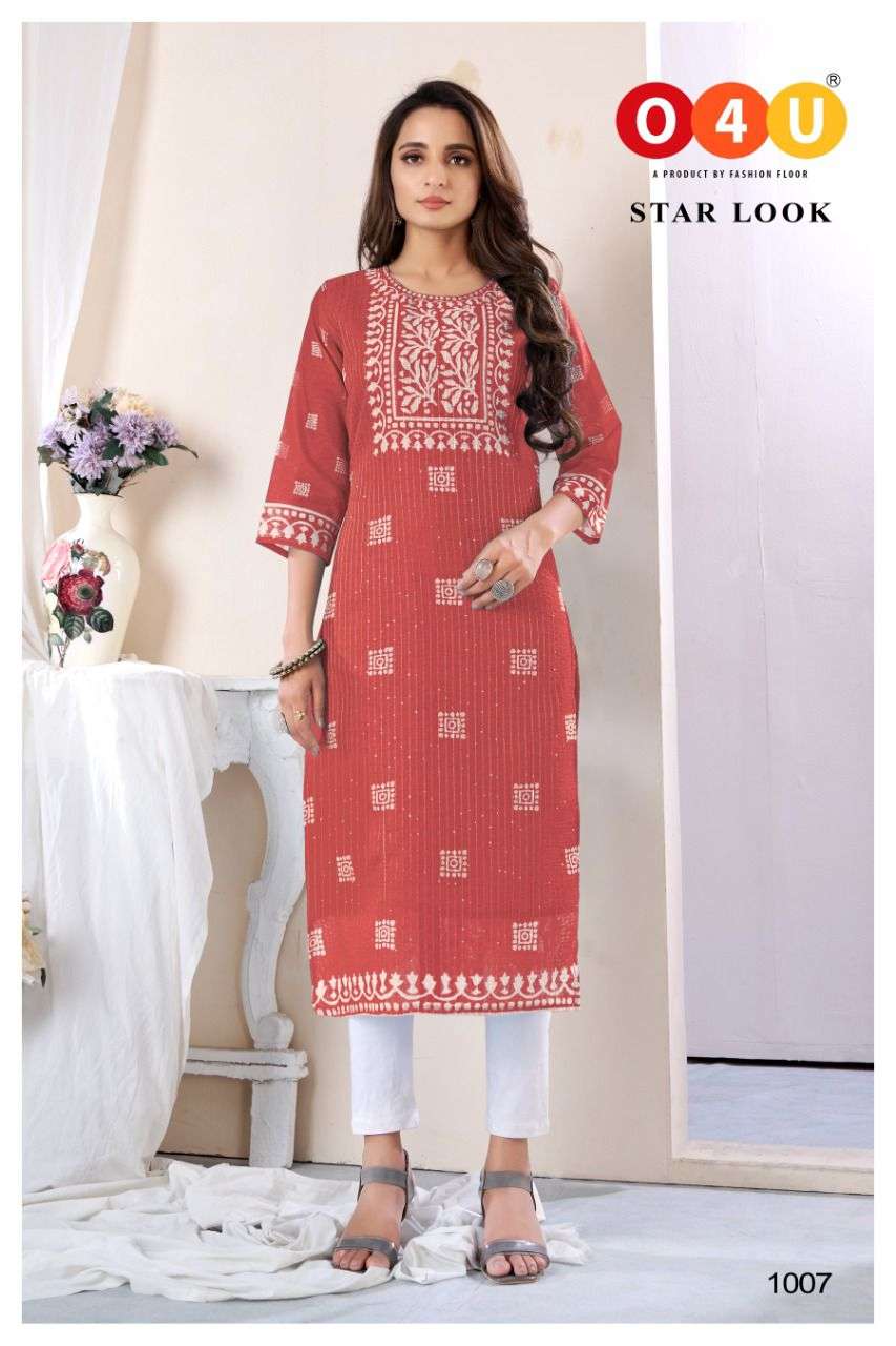 STAR LOOK BY ASLIWHOLESALE 1001 TO 1008 SERIES CHANDERI SEQUENCE KURTIS