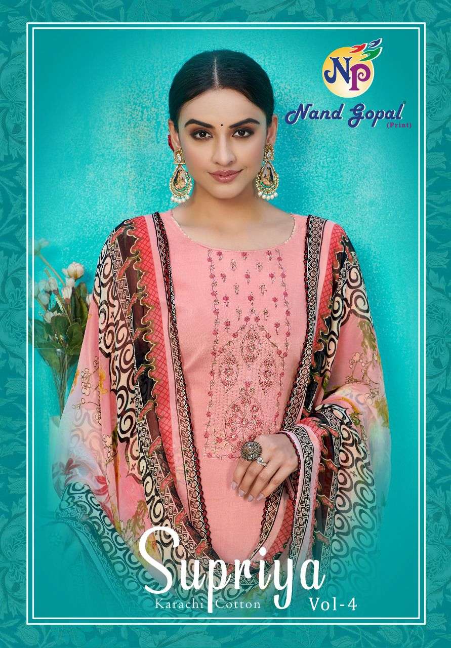 SUPRIYA VOL-4 BY NAND GOPAL PRINTS 4001 TO 4010 SERIES COTTON PRINT DRESSES