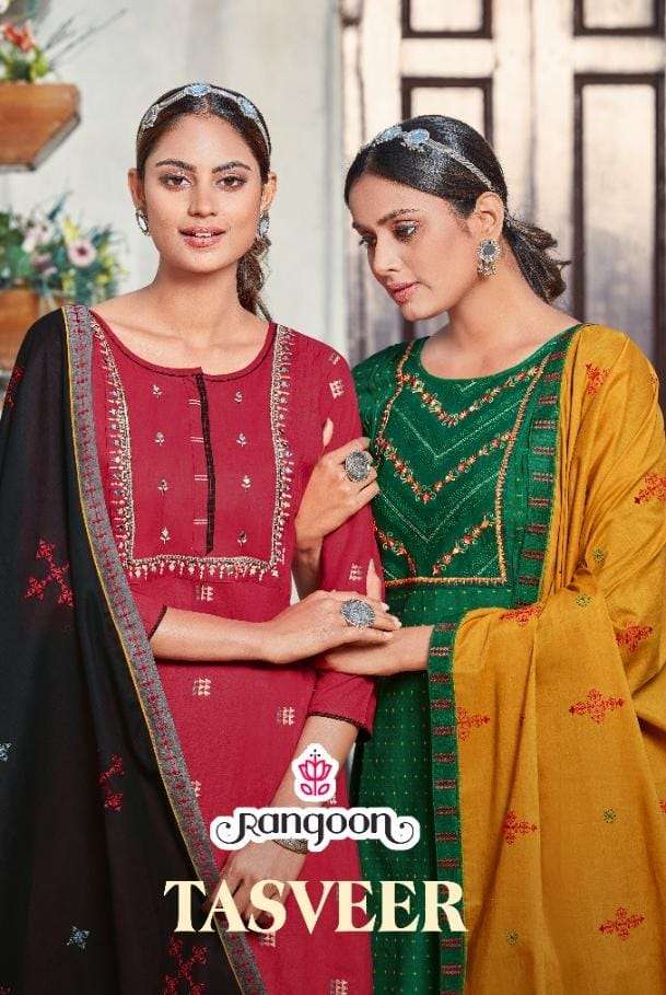 TASVEER BY RANGOON 3561 TO 3564 SERIES COTTON EMBROIDERED STITCHED DRESSES