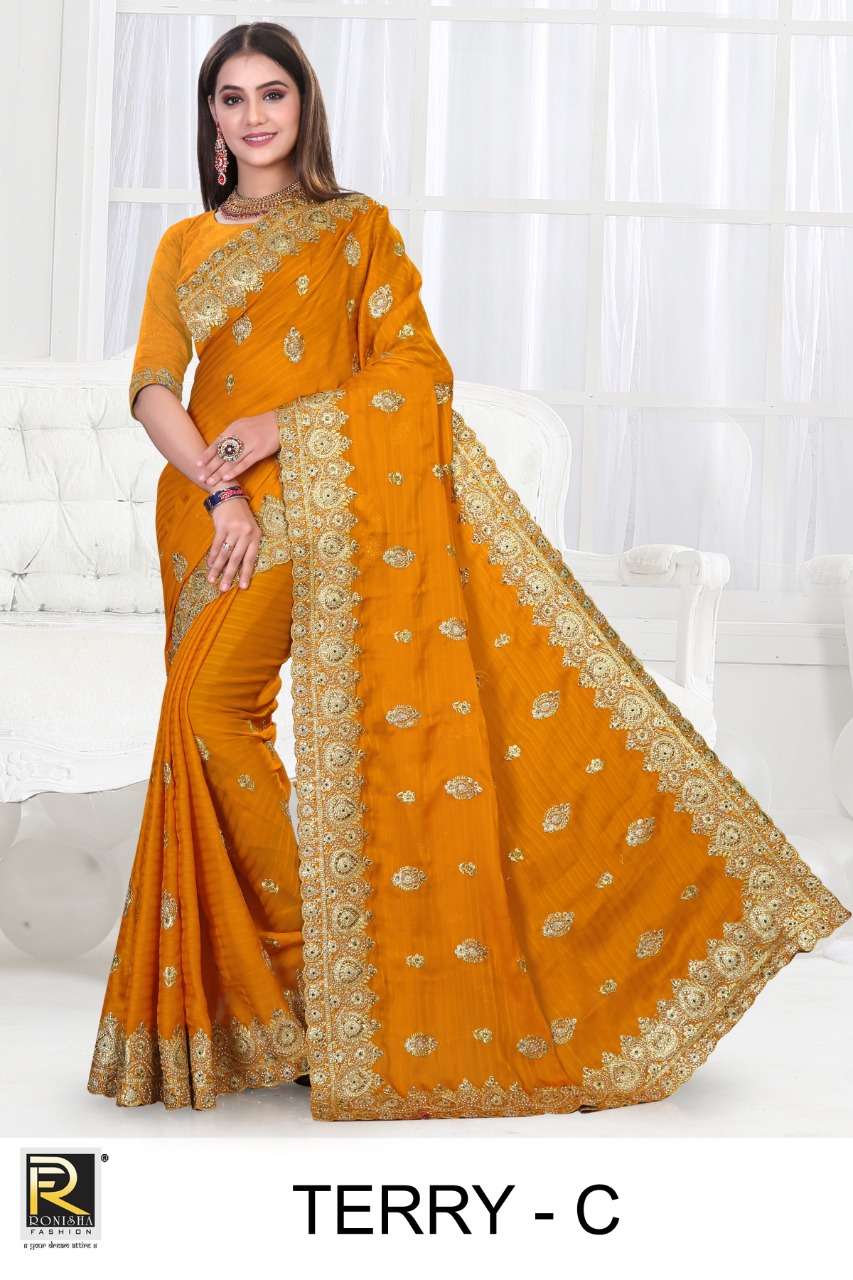 TERRY BY RONISHA FASHION DESIGNER EMBROIDERED GEORGETTE SAREES