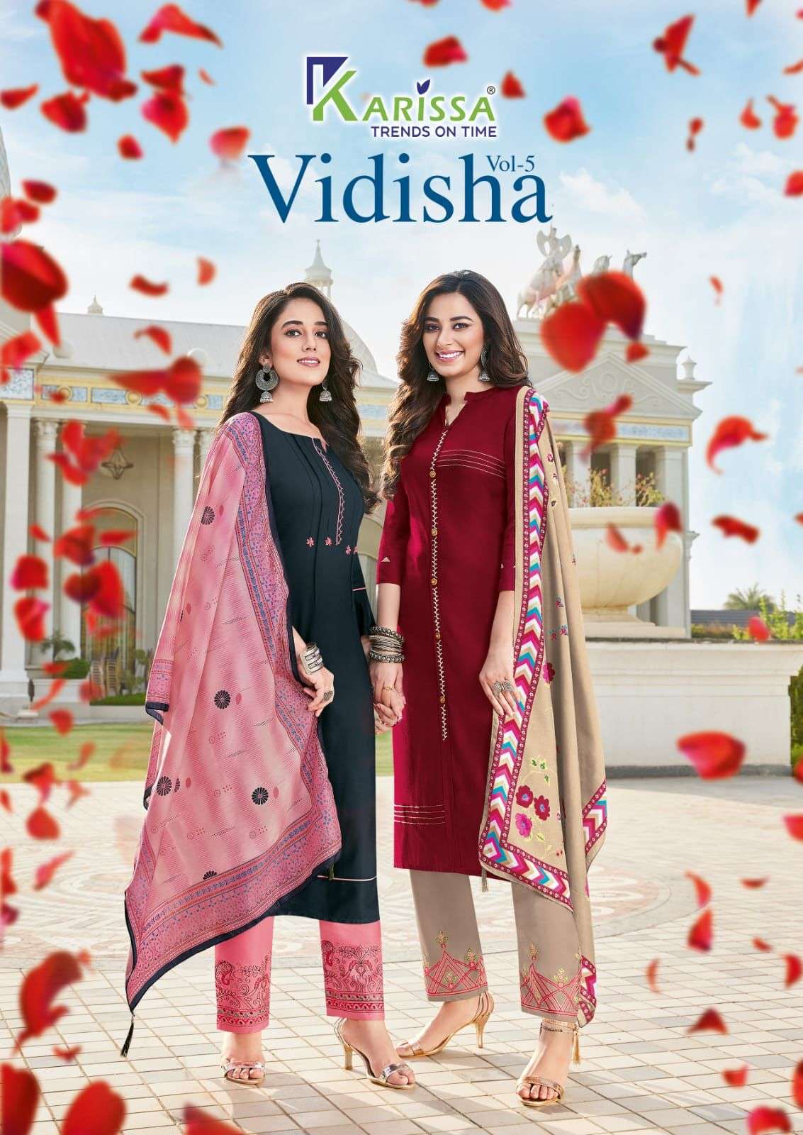 VIDISHA VOL-5 BY KARISSA 1001 TO 1006 SERIES RAYON WORK STITCHED DRESSES