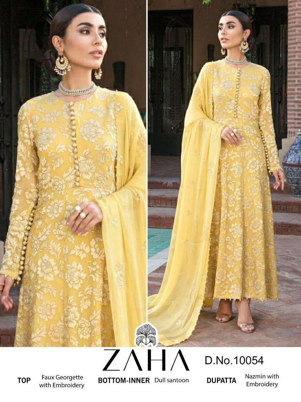 ZAHA-10054 BY ZAHA DESIGNER GEORGETTE EMBROIDERED PAKISTANI DRESS