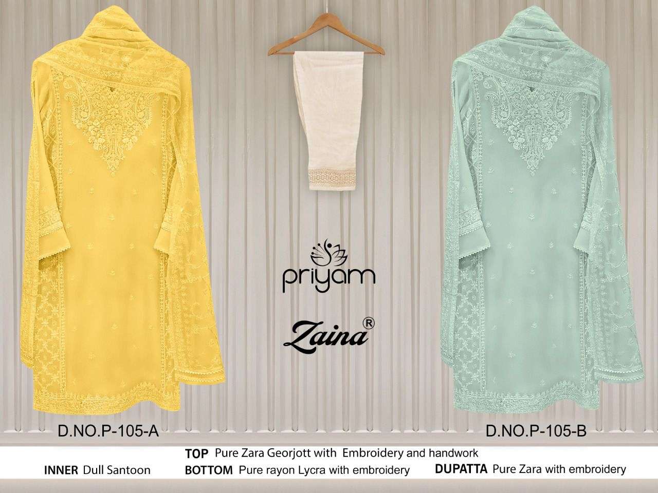 ZAINA HITS COLOURS BY PRIYAM EMBROIDERED GEORGETTE STITCHED PAKISTANI DRESSES