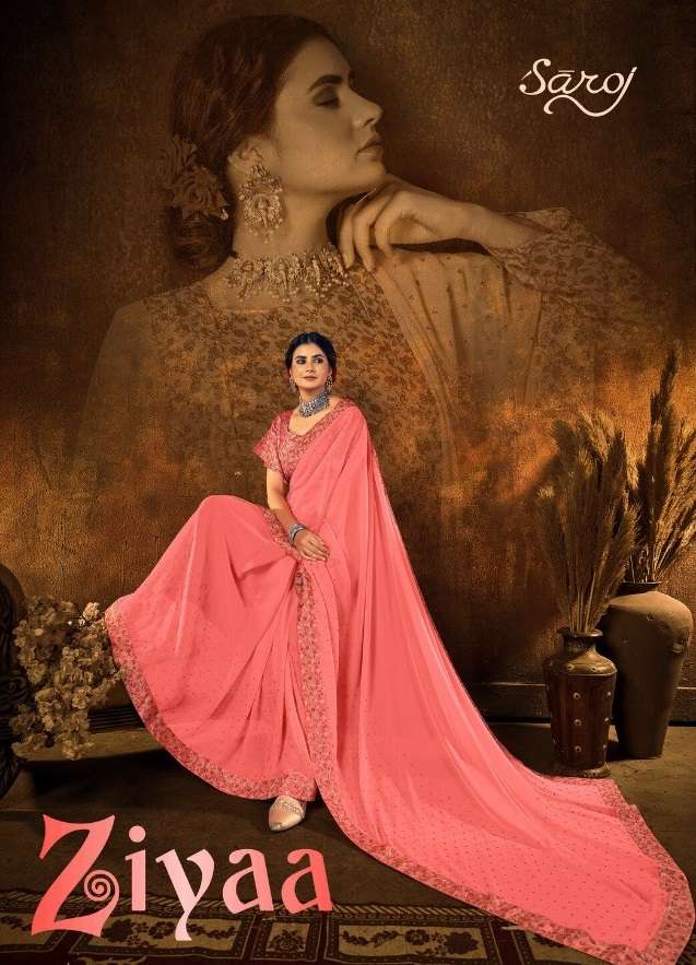 ZIYAA BY SAROJ DESIGNER GEORGETTE DIAMOND WORK SAREES