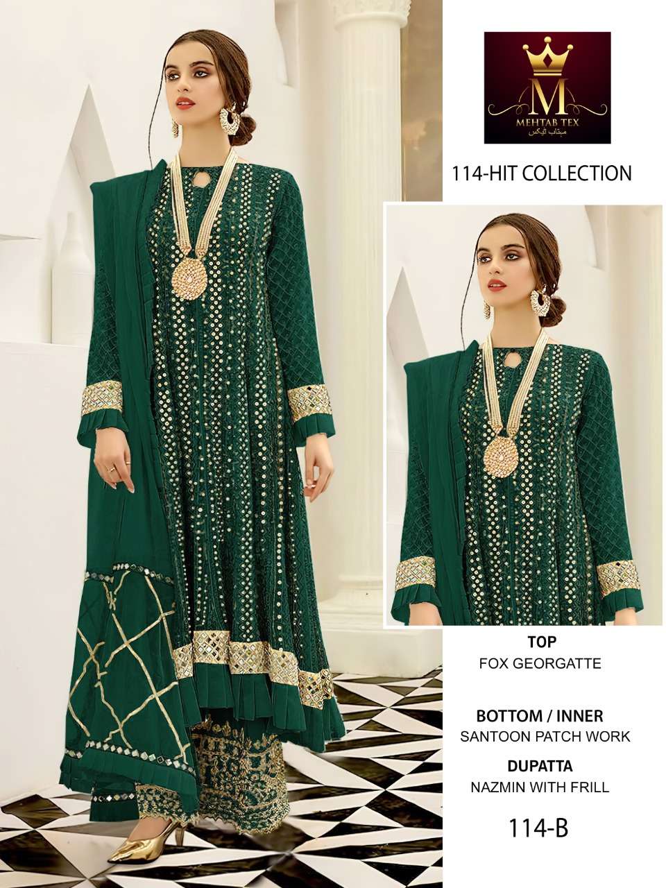 114 HIT COLLECTION BY MEHTAB TEX 114-A TO 114-D SERIES GEORGETTE DRESSES