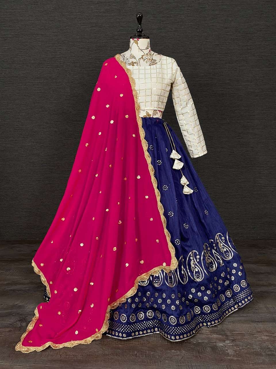 1521NBL BY ASLIWHOLESALE DESIGNER MONO BANGLORI LEHENGA