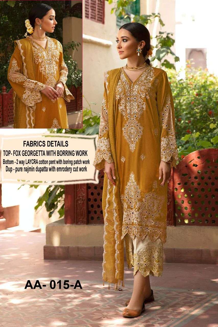 AARSH BY ASLIWHOLESALE AA-015-A TO AA015-E SERIES FAUX GEORGETTE DRESSES