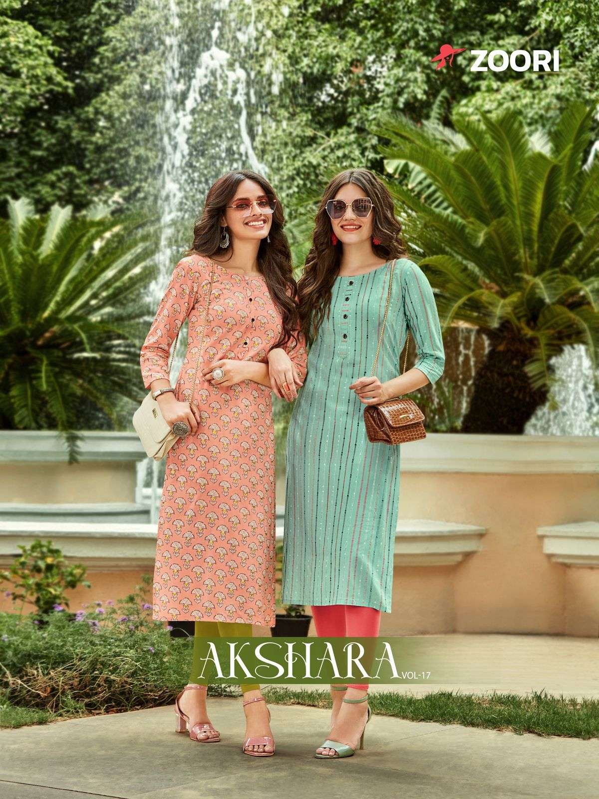 AKSHARA VOL-17 BY ZOORI 1099 TO 1104 SERIES RAYON PRINT KURTIS