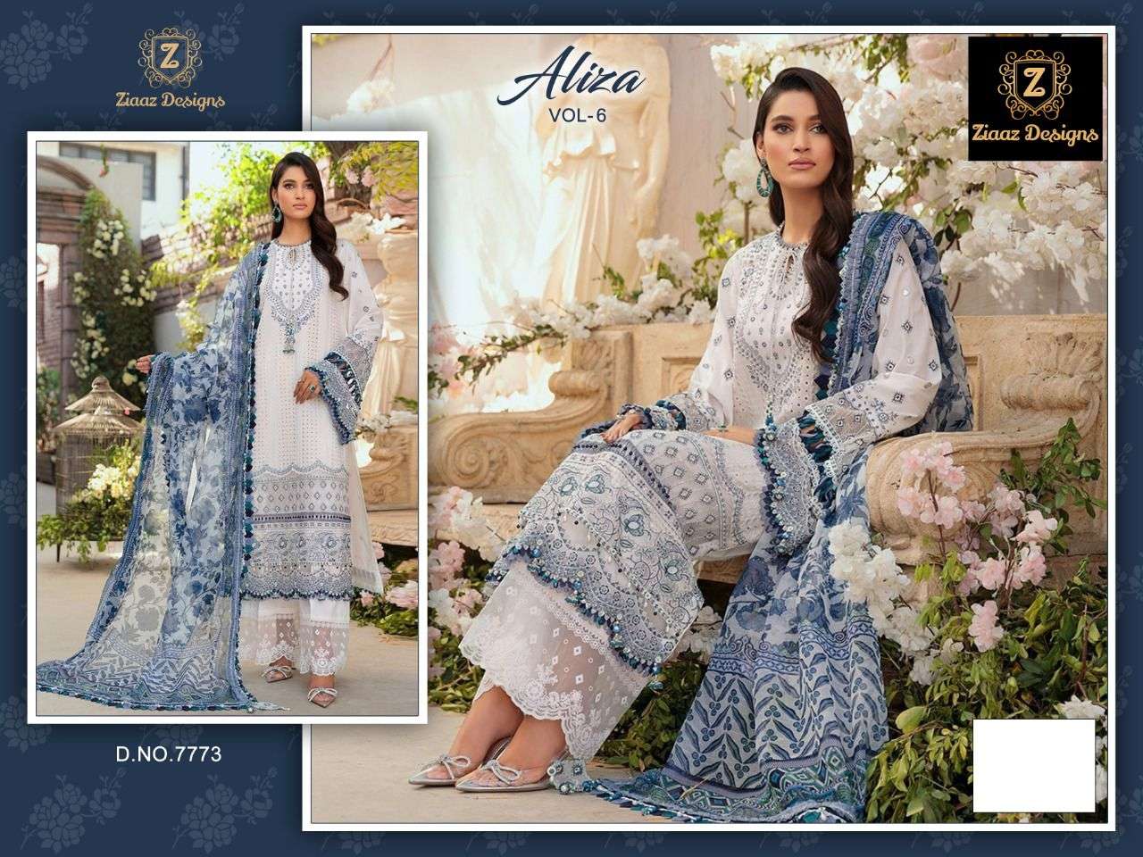 ALIZA VOL-6 BY ZIAAZ DESIGNS CAMBRIC COTTON PAKISTANI DRESS