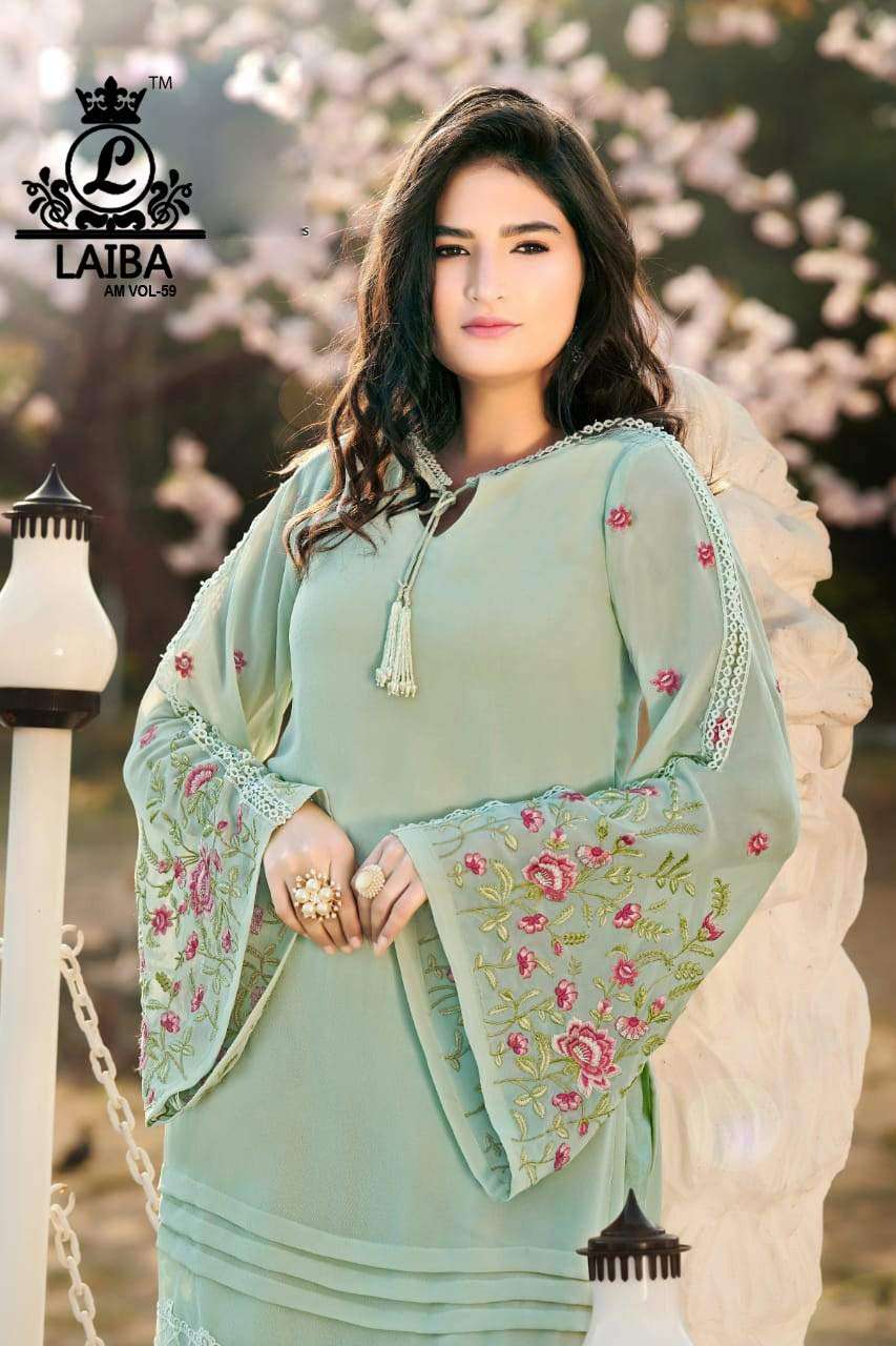 AM VOL-59 BY LAIBA 59-A TO 59-C SERIES PURE GEORGETTE STITCHED DRESSES