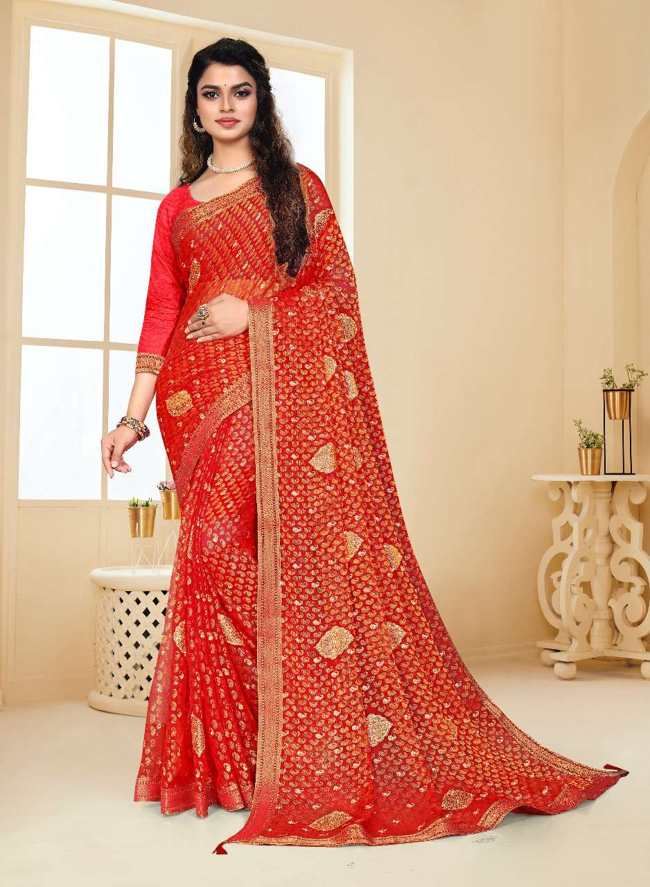 ANANT HARI BY INDIAN WOMEN 3837-A TO 3837-F SERIES BRASSO WORK SAREES