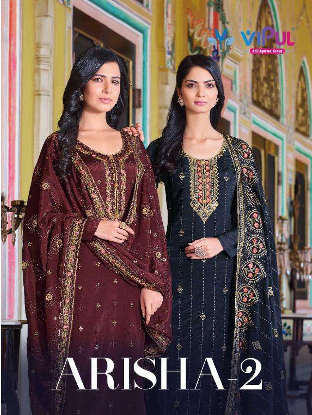 ARISHA VOL-2 BY VIPUL 4981 TO 4986 SERIES CHINON EMBROIDERED DRESSES