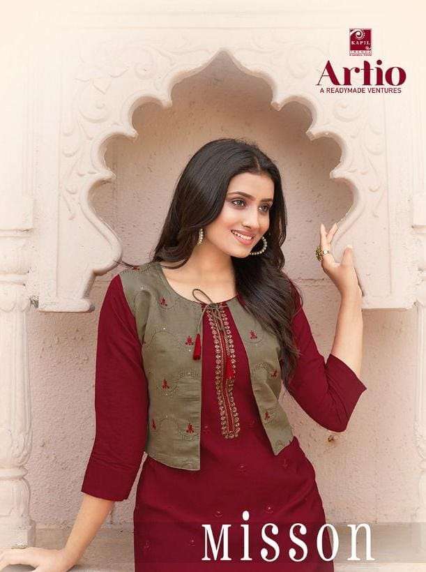 ARTIO MISSION BY KAPIL TRENDZ 1001 TO 1008 SERIES SILK JACKET KURTIS