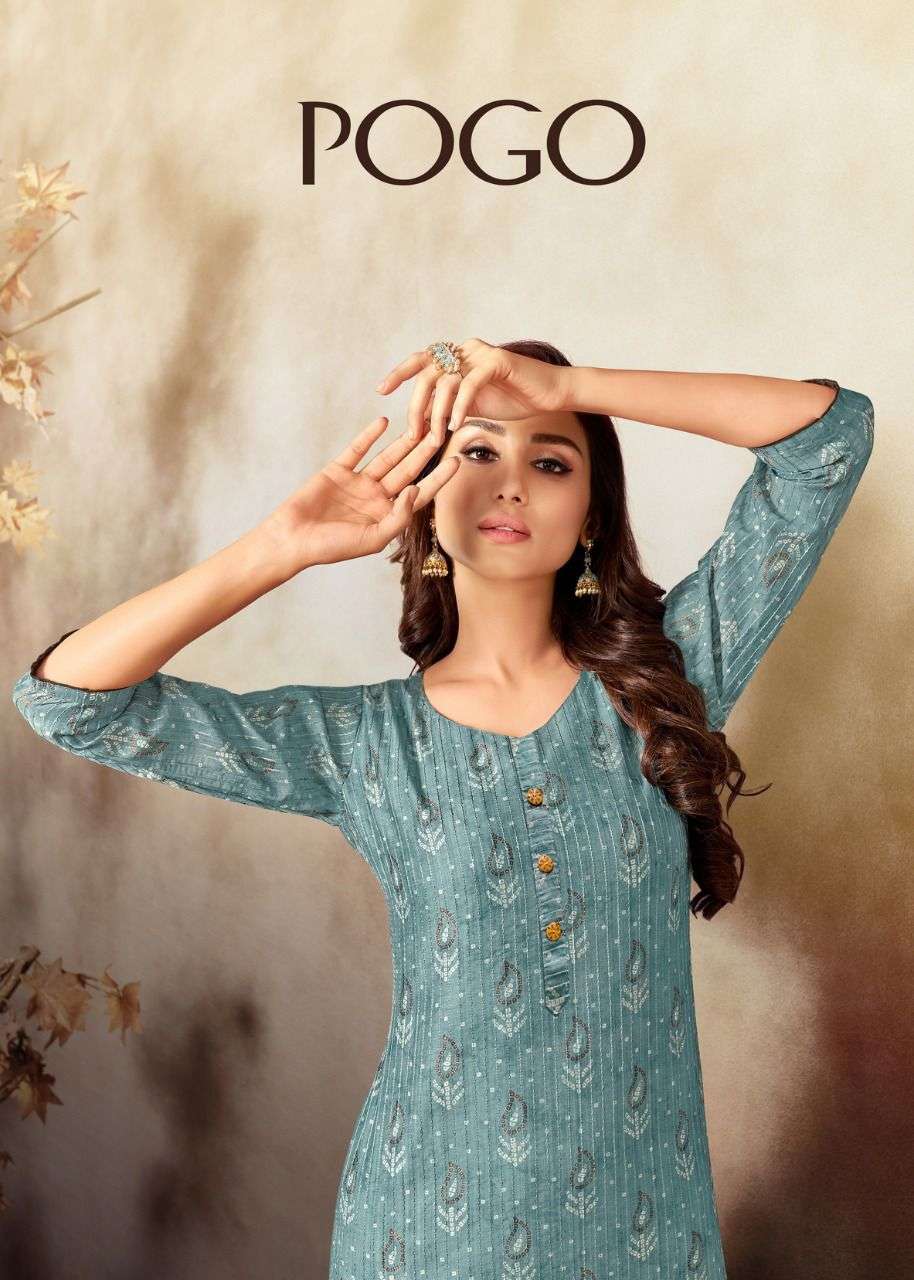 ARTIO POGO BY KAPIL TRENDZ 3601 TO 3612 SERIES SILK PRINT KURTIS