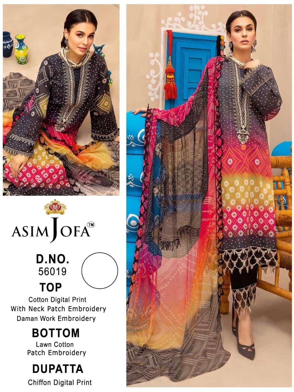 ASIM JOFA 56019 HIT DESIGN BY ASIM JOFA COTTON PRINT EMBROIDERY DRESS