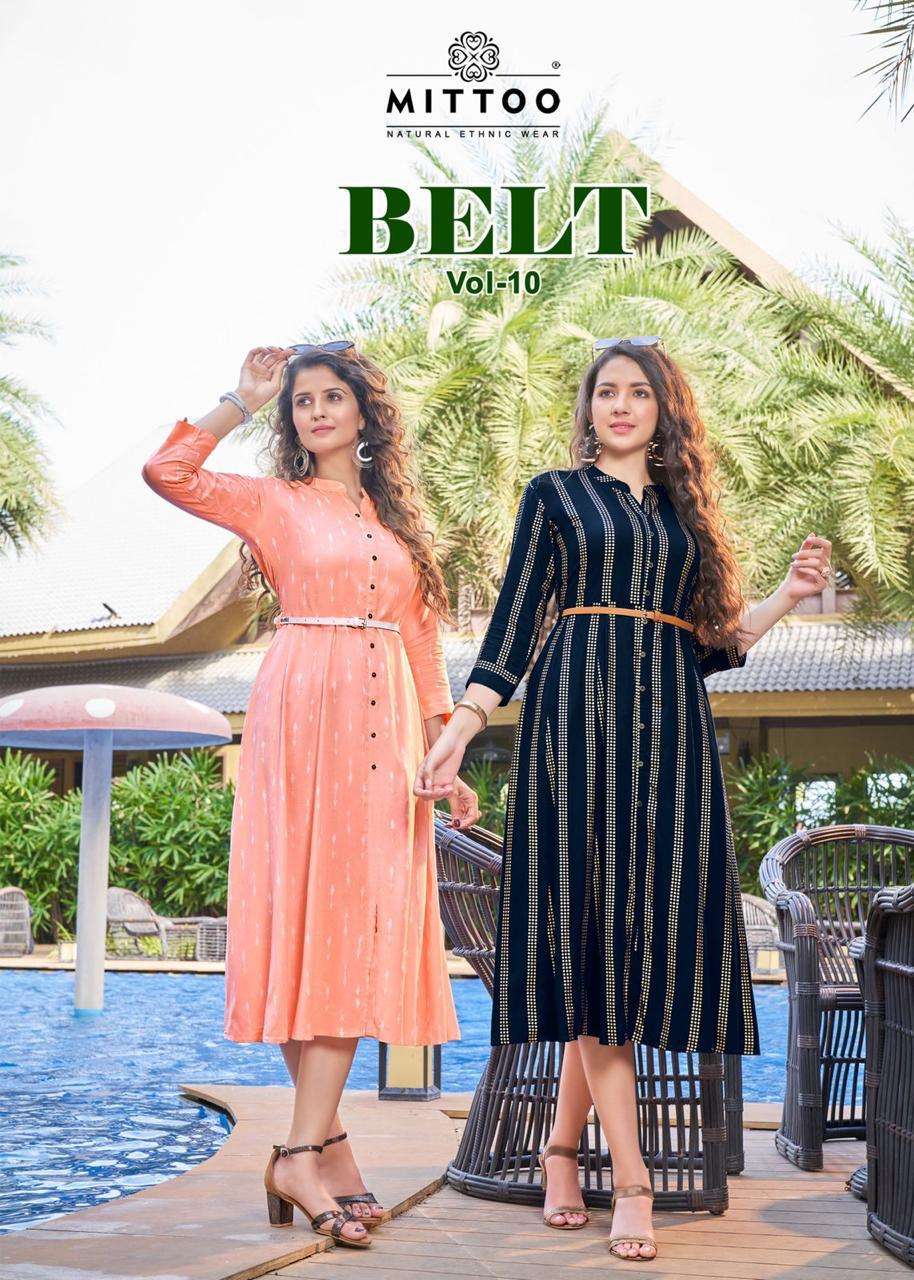 BELT VOL-10 BY MITTOO 1118 TO 1123 SERIES RAYON PRINT KURTIS