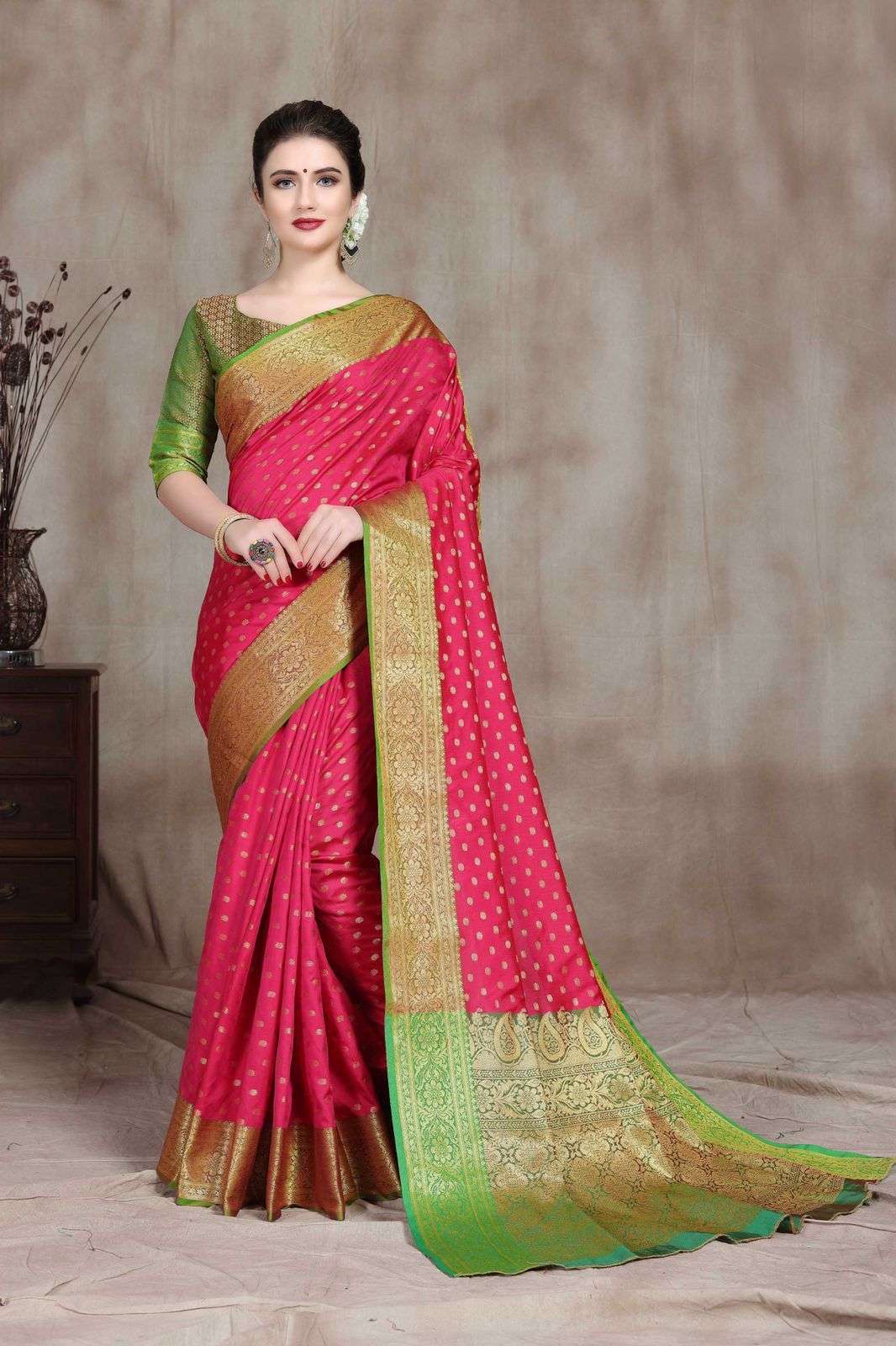 BINDI BY ASLIWHOLESALE DESIGNER LITCHI SILK SAREES