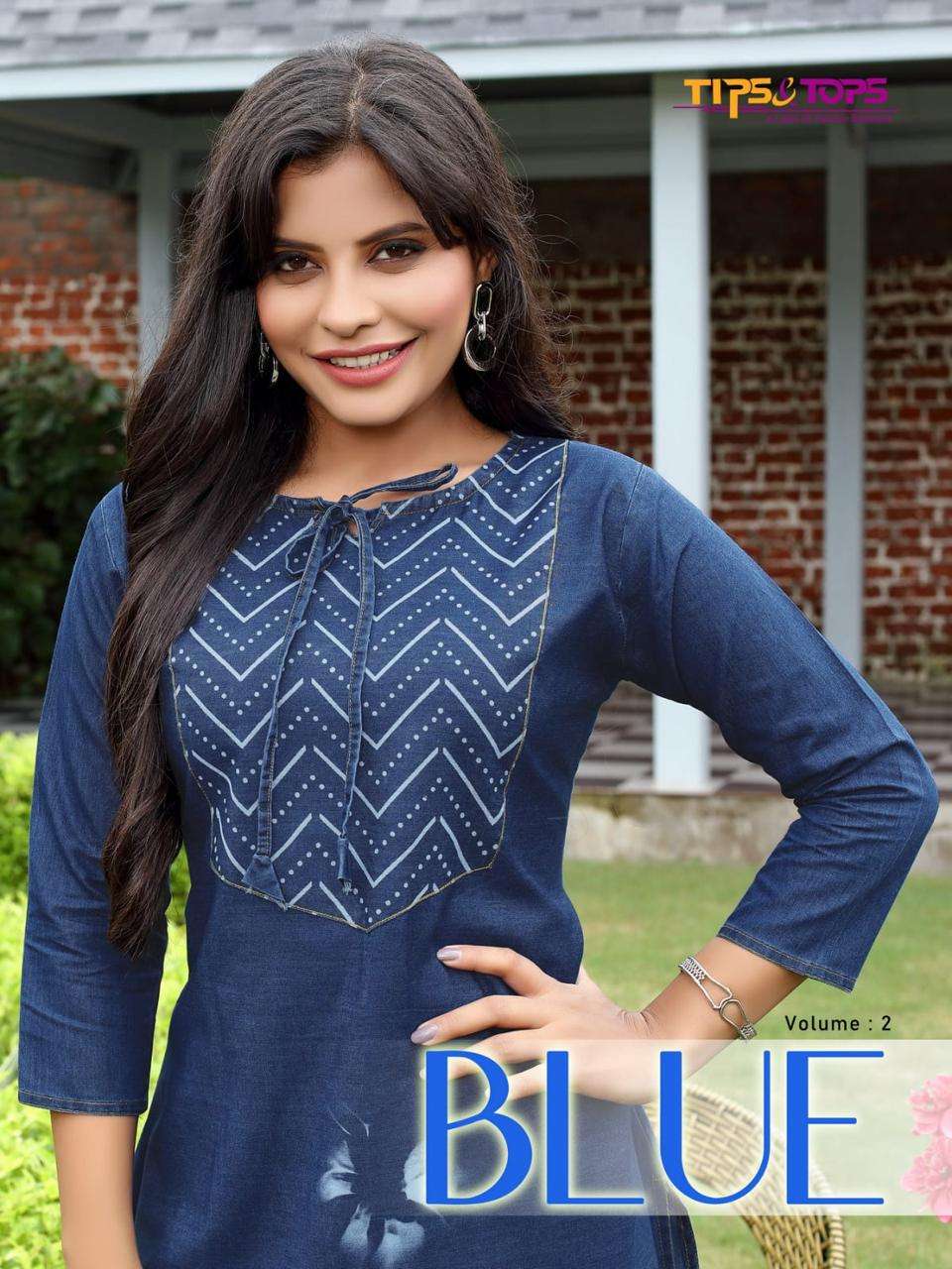 BLUE VOL-2 BY TIPS AND TOPS 201 TO 206 SERIES COTTON DENIM TOPS