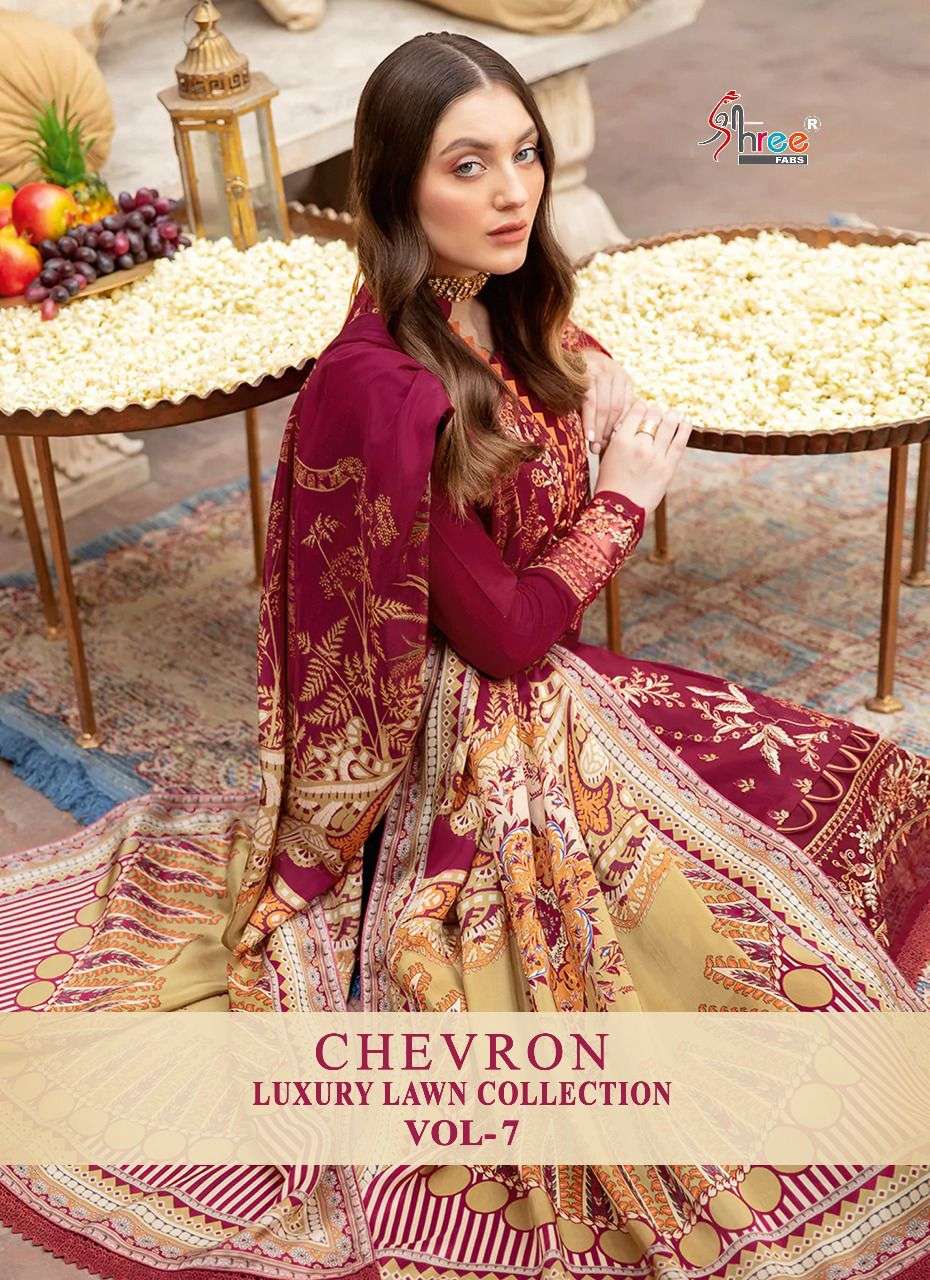 CHEVRON LUXURY LAWN COLLECTION VOL-7 BY SHREE FABS 2306 TO 2313 SERIES LAWN DRESSES