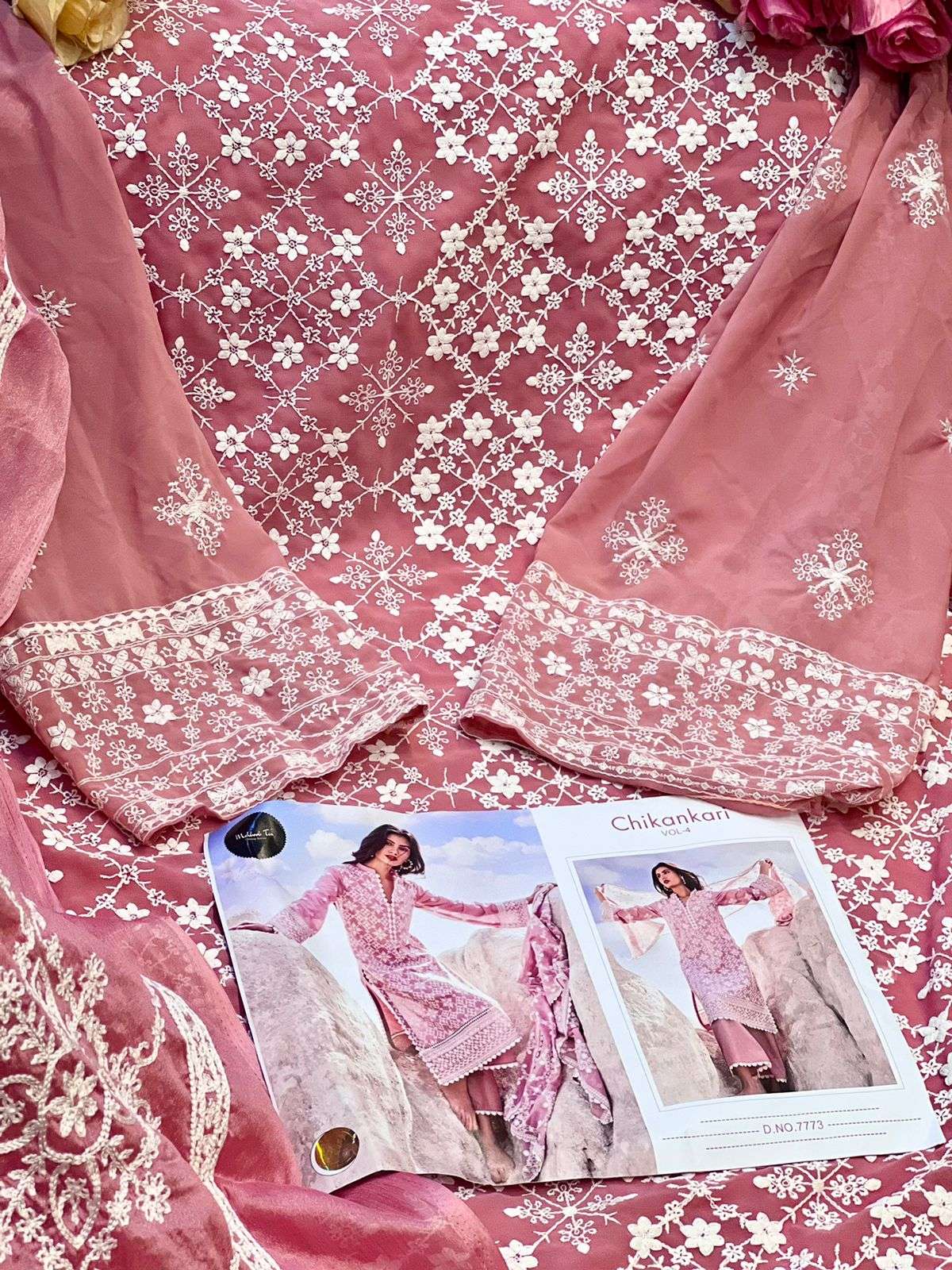 CHIKANKARI VOL-1 PINK BY MEHBOOB TEX GEORGETTE PAKISTANI DRESS