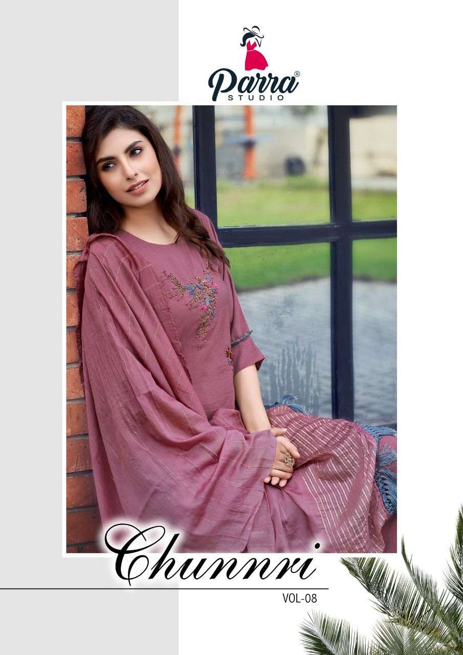 CHUNNRI VOL-8 BY PARRA STUDIO 8001 TO 8008 SERIES MUSLIN KURTIS