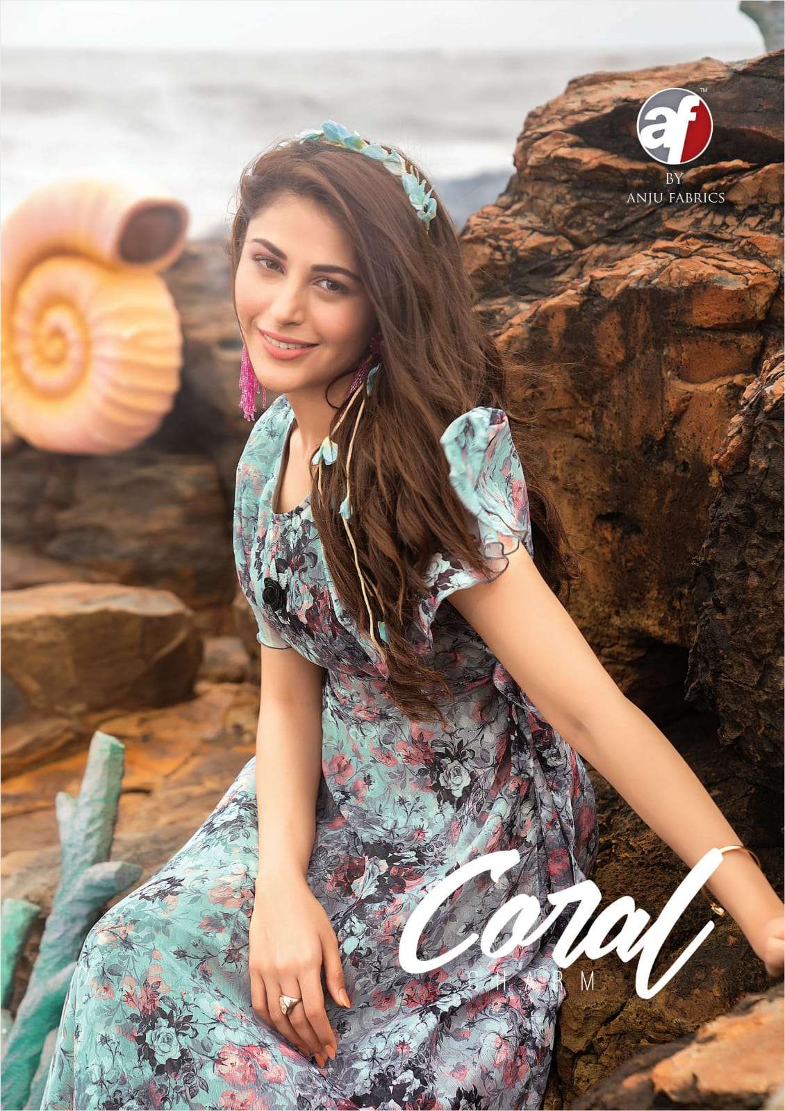 CORAL BY ANJU FABRICS 2501 TO 2506 SERIES VISCOSE CHIFON PRINT KURTIS