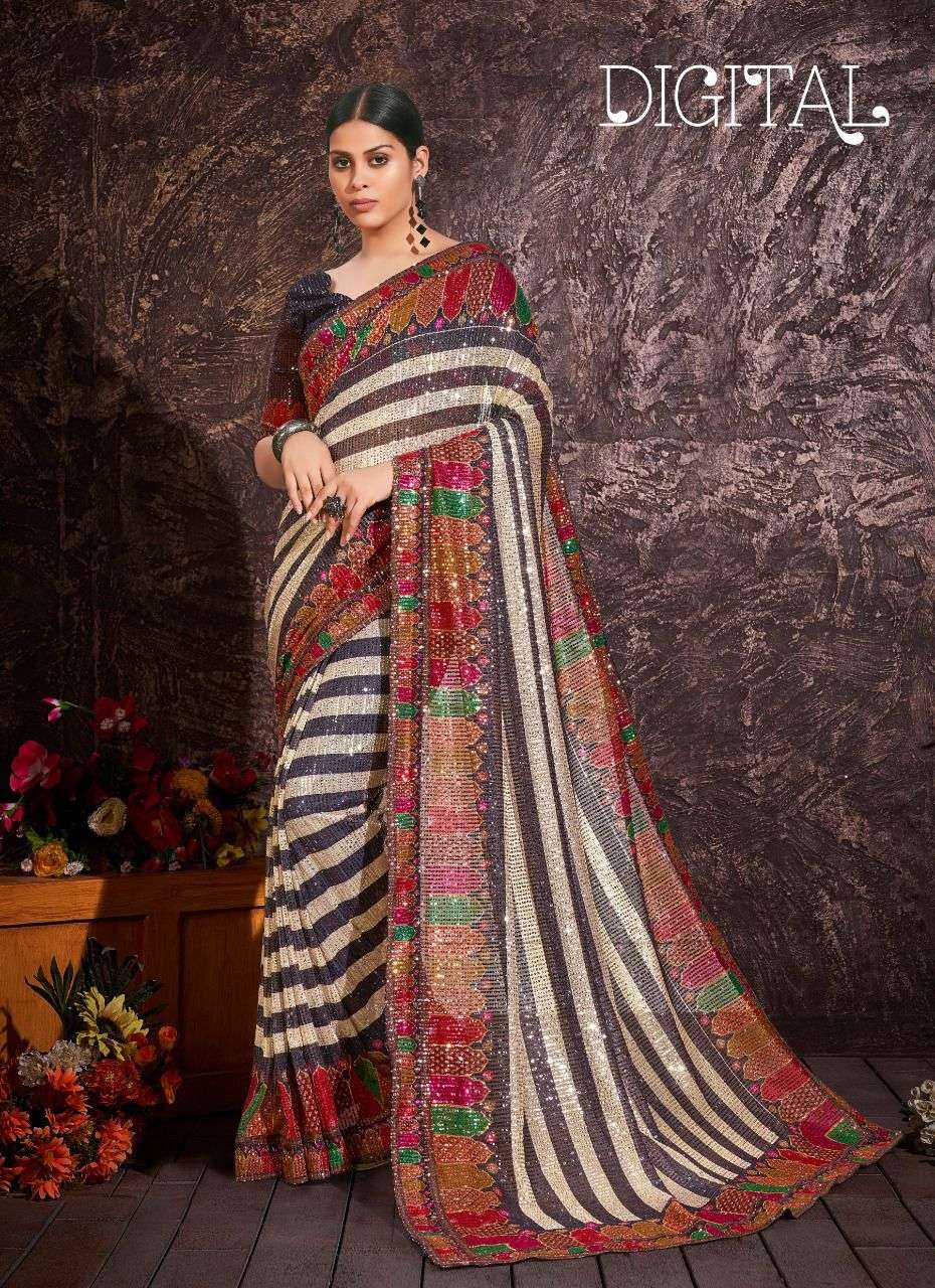 DIGITAL SEQUENCE BY ASLIWHOLESALE BOLLYWOOD HEAVY SEQUENCE SAREES