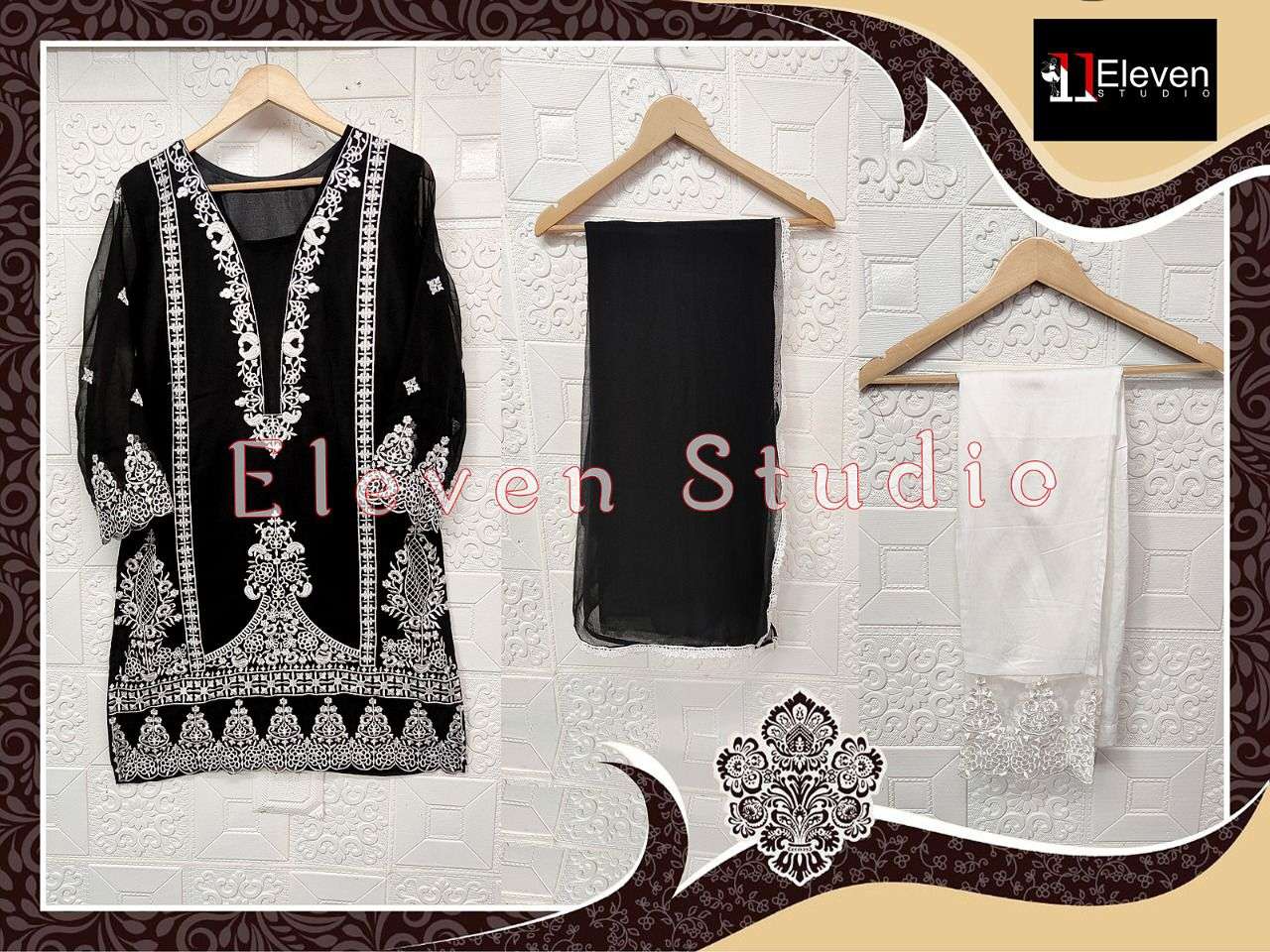 ELEVEN STUDIO 1101 BY ASLIWHOLESALE GEORGETTE STITCHED DRESS