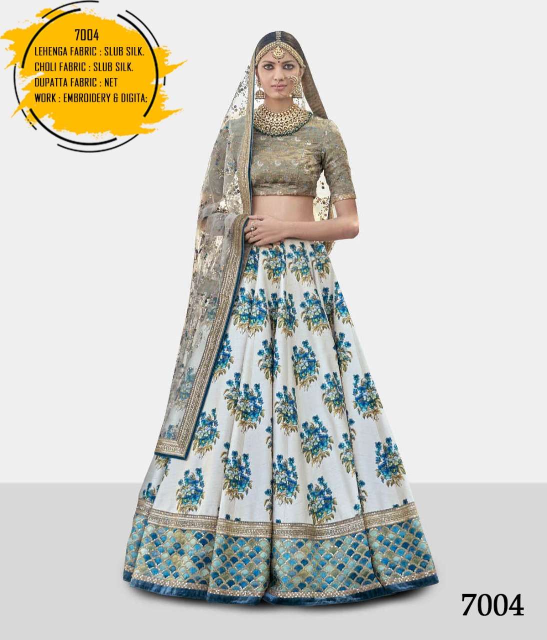 ESHANA 7004 BY ASLIWHOLESALE HEAVY DESIGNER FNE ART SILK LEHENGA