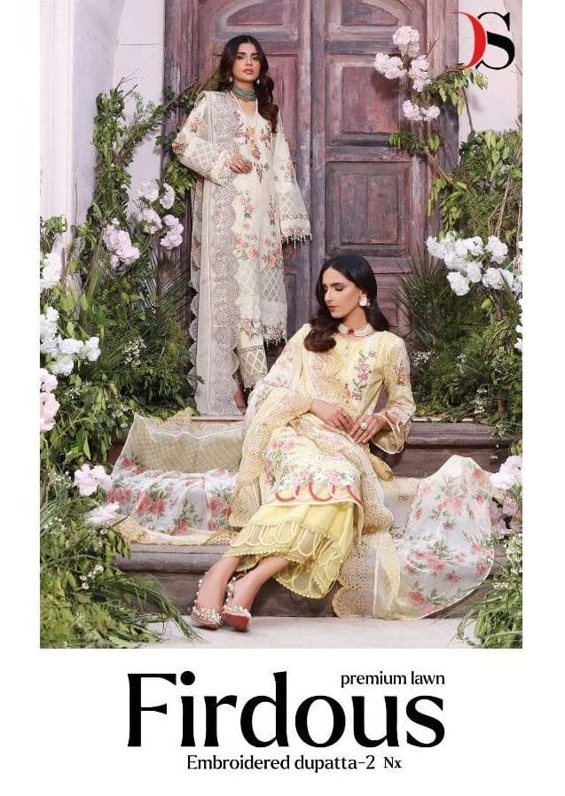 FIRDOUSE PREMIUM LAWN EMBROIDERED DUPATTA VOL-2 NX BY DEEPSY SUITS COTTON PAKISTANI DRESSES