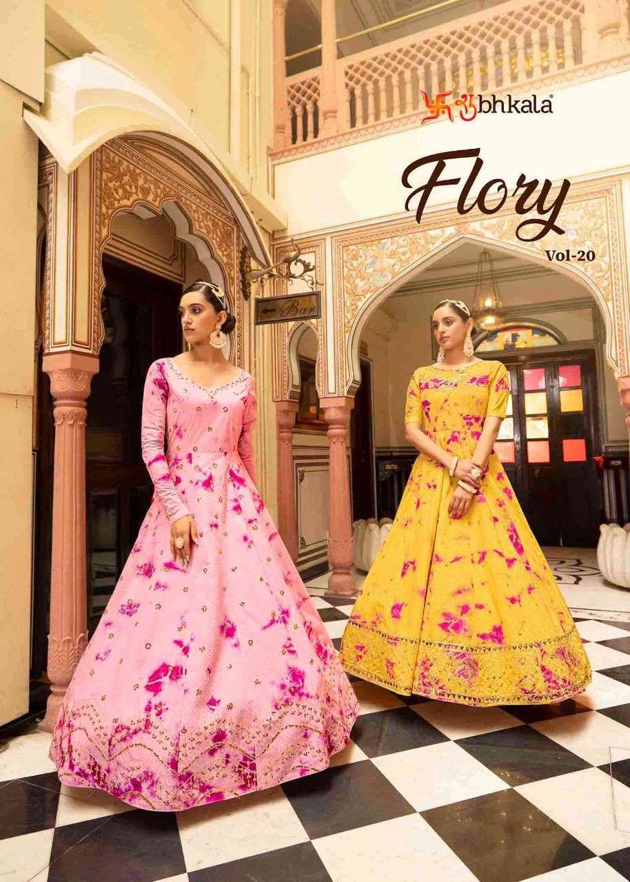 FLORY VOL-20 BY SHUBHKALA 4731 TO 4738 SERIES FANCY COTTON GOWNS