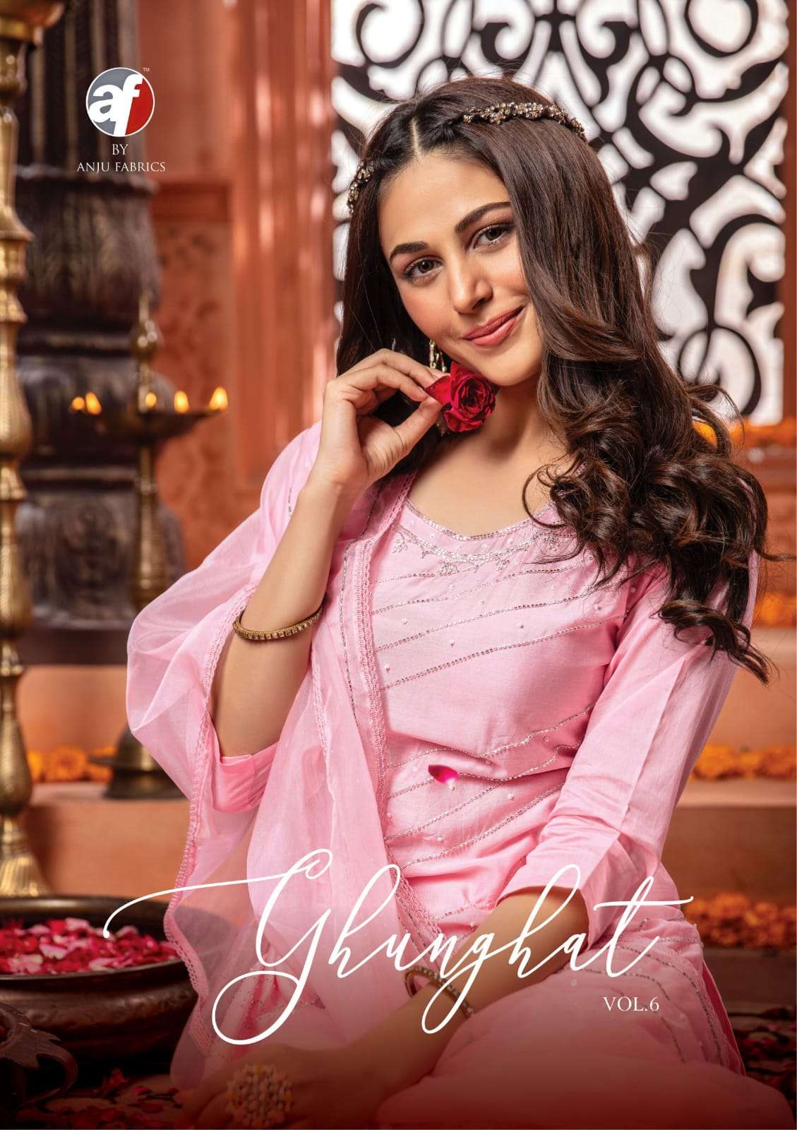 GHUNGHAT VOL-6 BY ANJU FABRICS 2551 TO 2556 SERIES CHANDERI SILK DRESSES