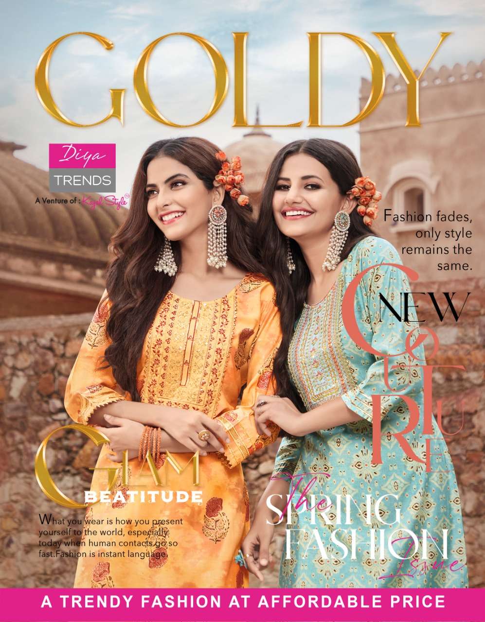 GOLDY VOL-1 BY DIYA TRENDZ 1001 TO 1010 SERIES CHANDERI EMBROIDERED KURTIS